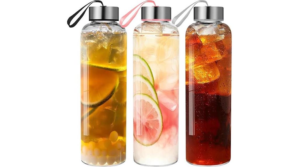 three pack glass bottles