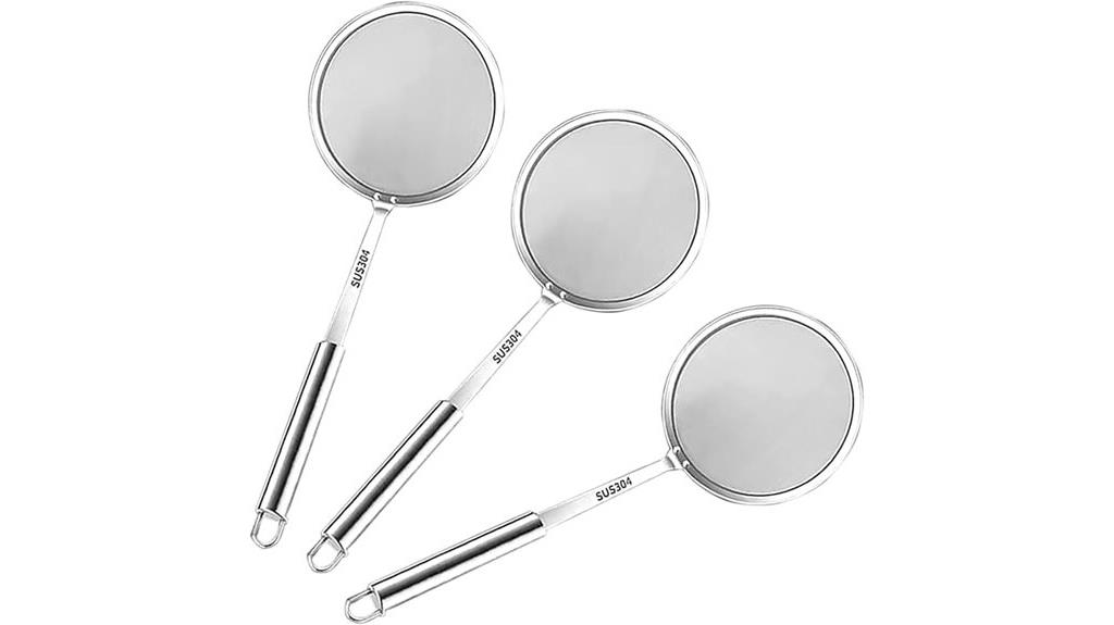 three stainless steel skimmers