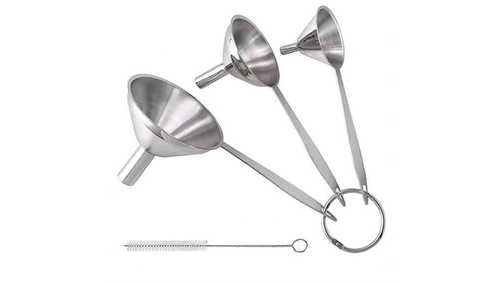 triple stainless funnel set