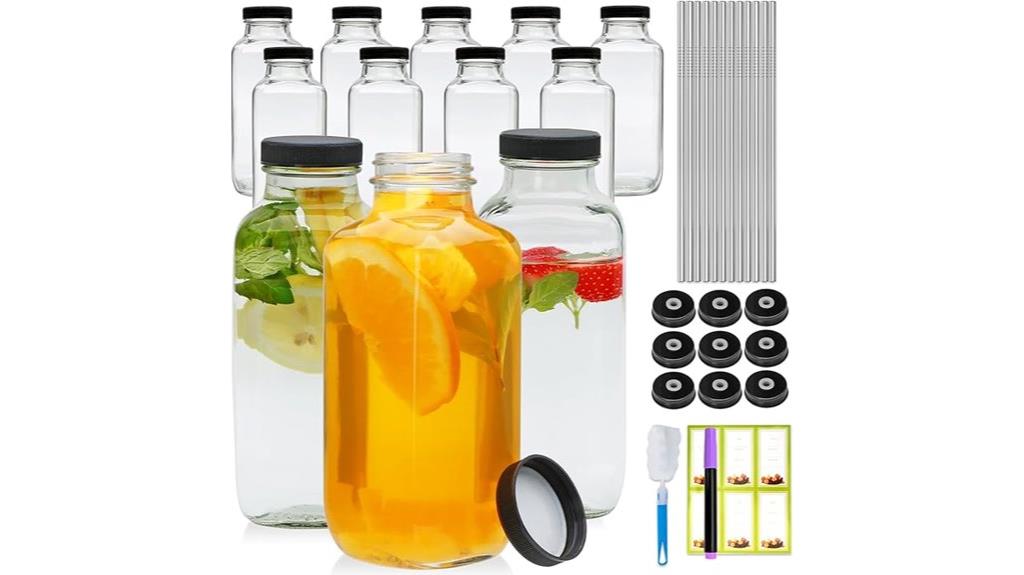 twelve 16oz glass bottles