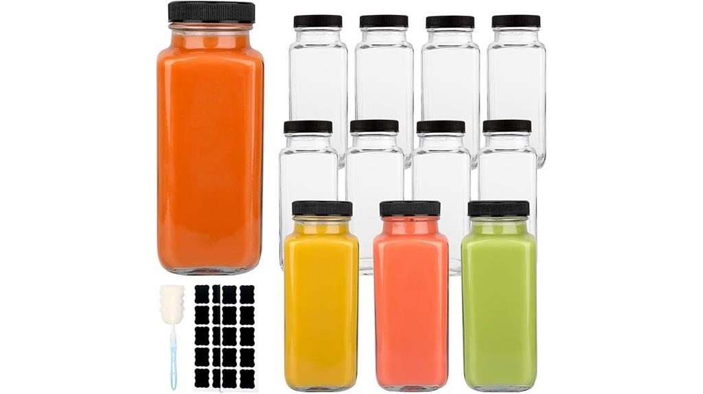 twelve glass bottle set