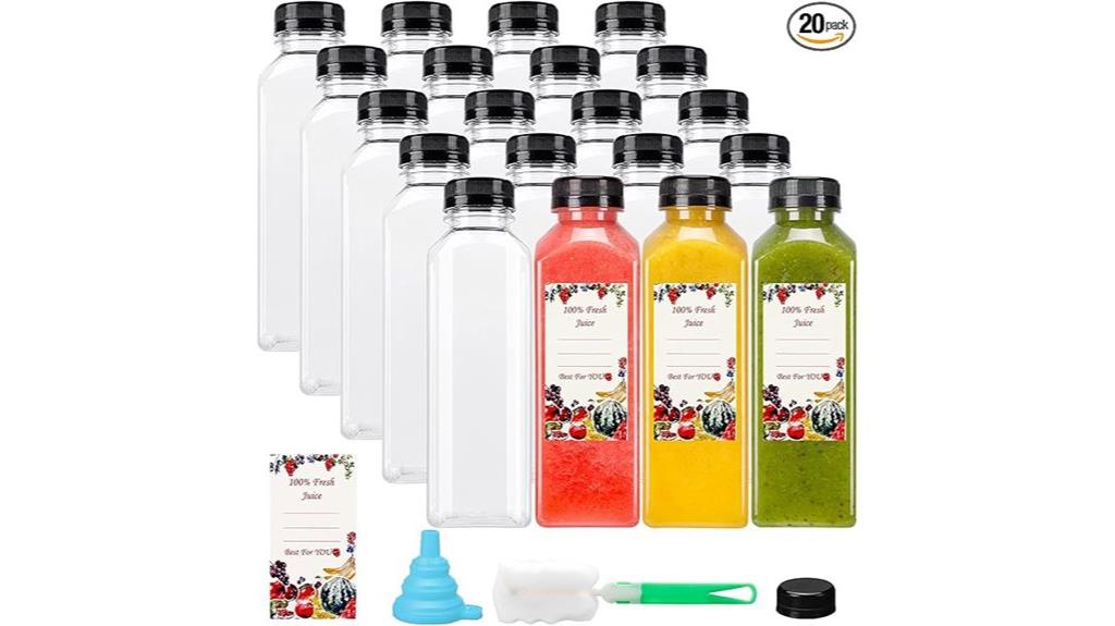 twenty 16oz juice bottles