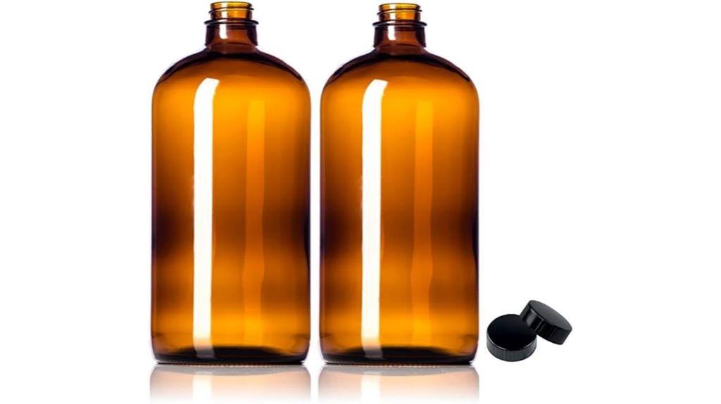 two 32oz amber bottles