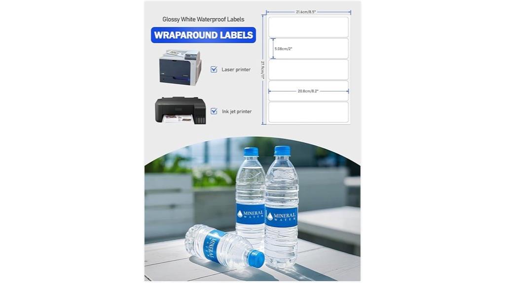 waterproof water bottle labels