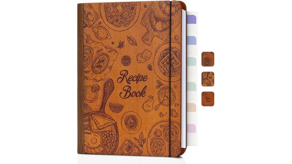 wooden recipe journal cover