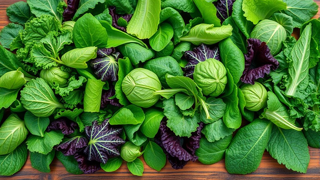 diverse mild leafy greens