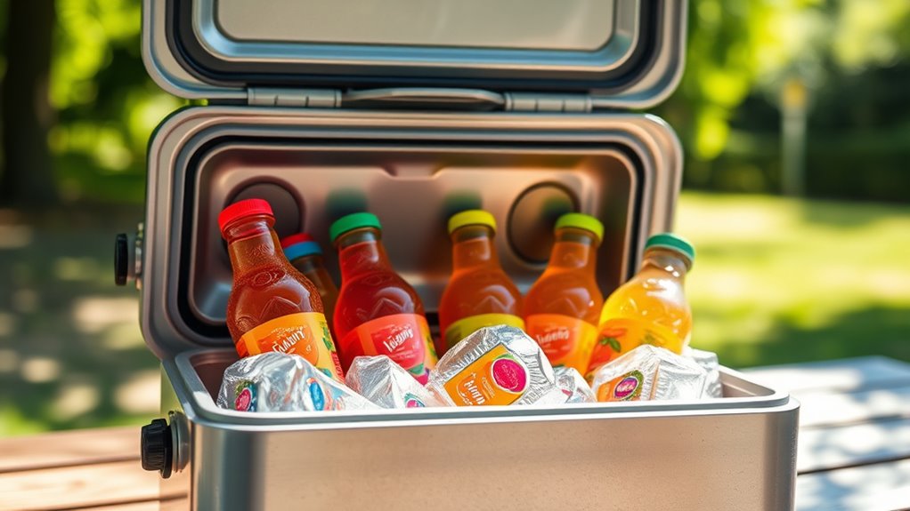 packing juice with ice