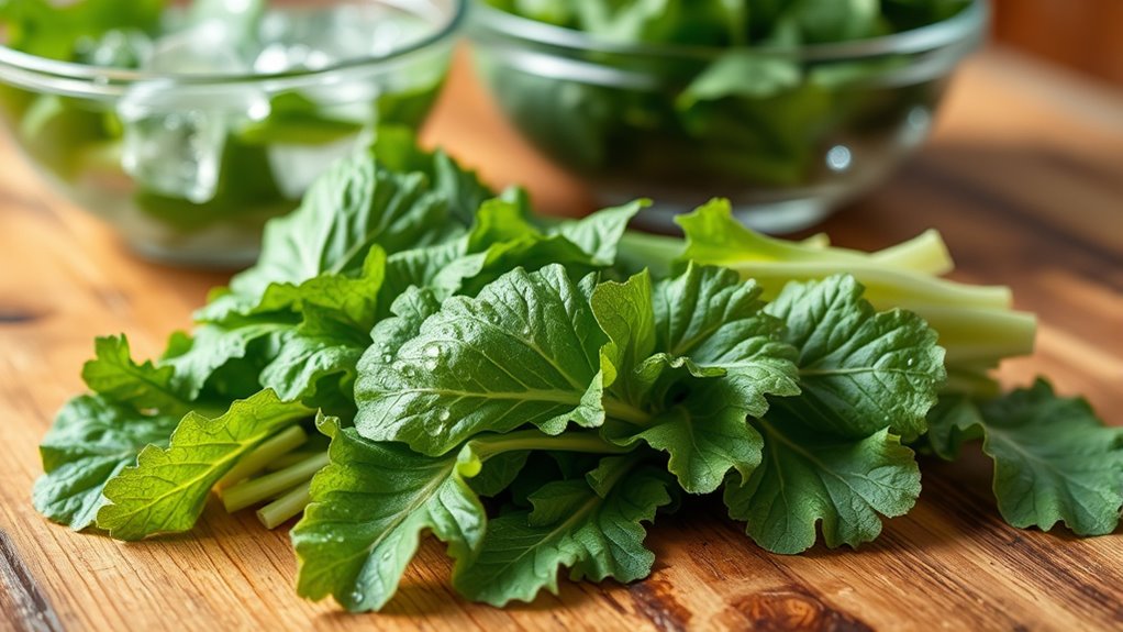 selecting and cleaning greens