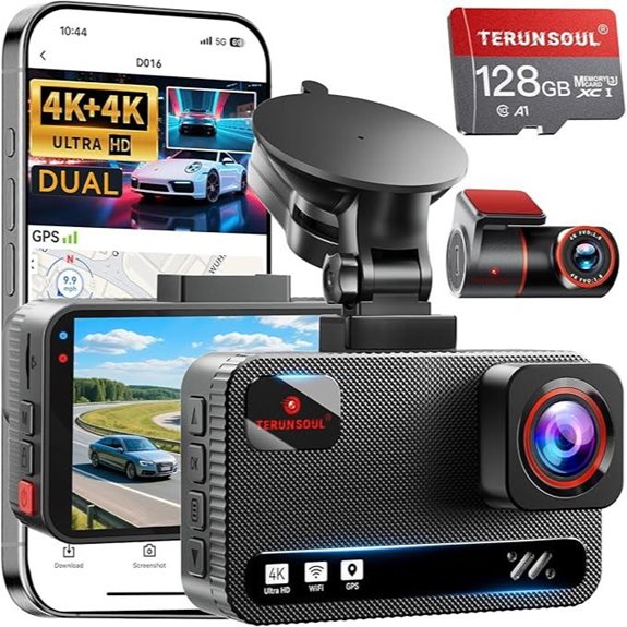 4K+4K Car Dash Cam with GPS & WiFi