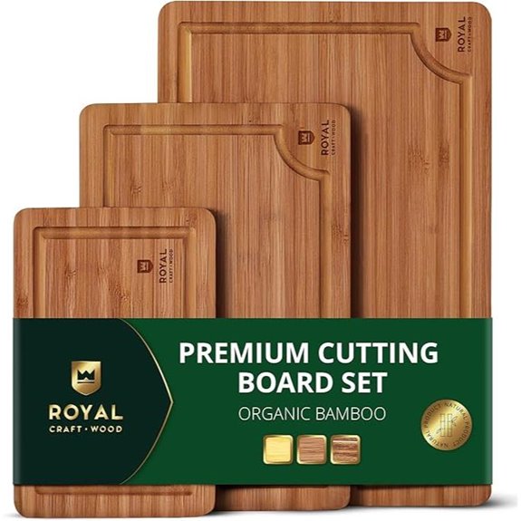 Royal Craft Wood Bamboo Cutting Board Set (3 Pcs)