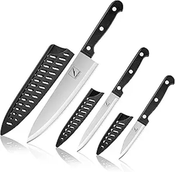 Kitchen Knife Set - 3 Pcs Stainless Steel Black