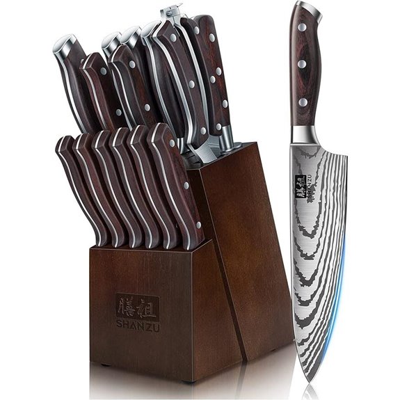 SHAN ZU 16-Piece Kitchen Knife Set with Sharpener