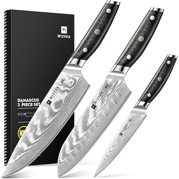 WIZEKA Damascus Chef Knife Set 3-Piece