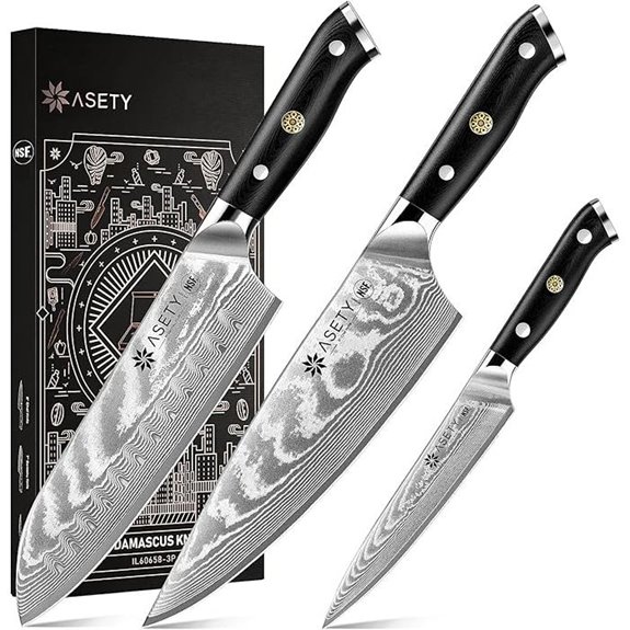Damascus Knife Set 3 PCS with VG10 Steel