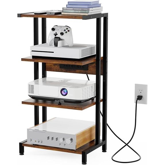 X-cosrack 4-Tier Media Stand with Power Strips