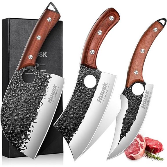 Huusk 3PC Chef and Boning Knife Set for Meat