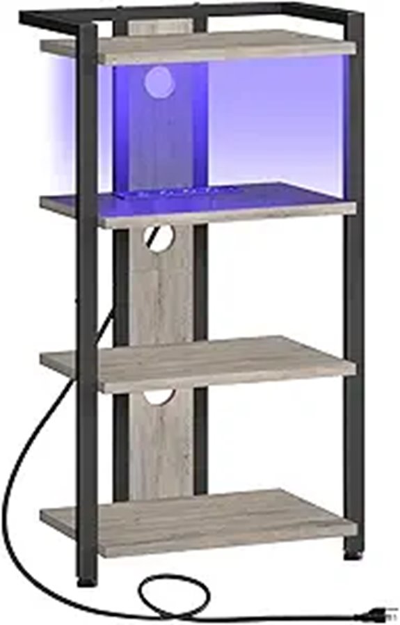HOOBRO 4-Tier Media Stand with Charging & LED Light