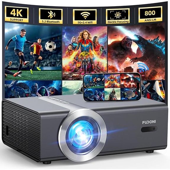FUDONI 1080P/4K WiFi Bluetooth Outdoor Projector