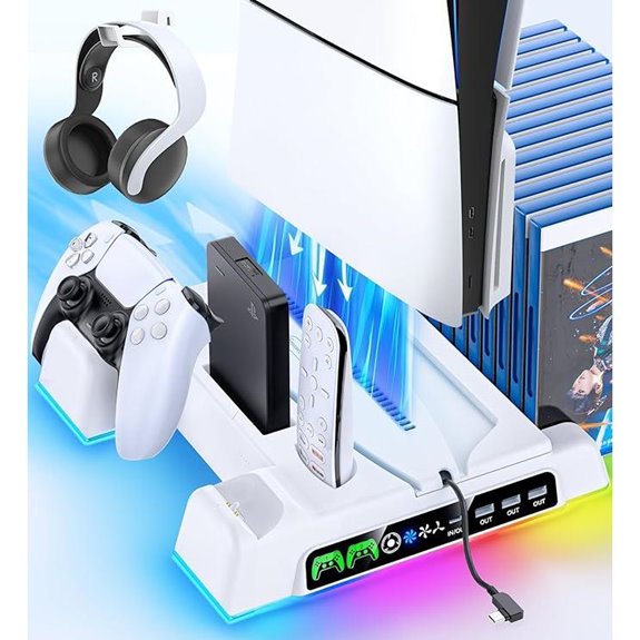 PS5 Cooling & Charging Stand with Dual Controller Dock