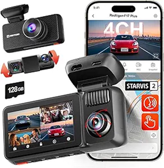 REDTIGER F17 Plus 4-Channel Dash Cam with Night Vision