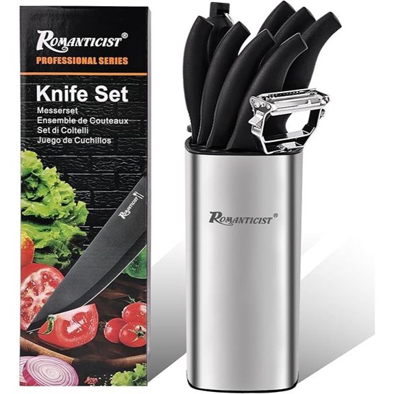 ROMANTICIST 10PCS Kitchen Knife Set with Block