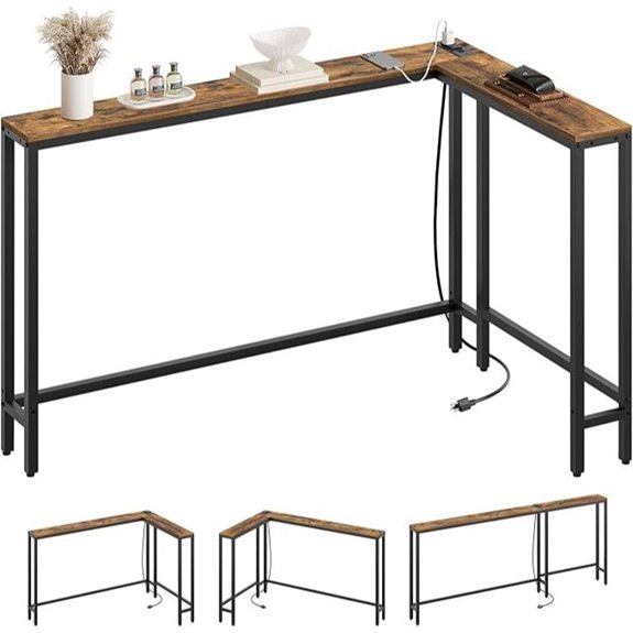 Narrow Console Table with Outlets and Charging Station