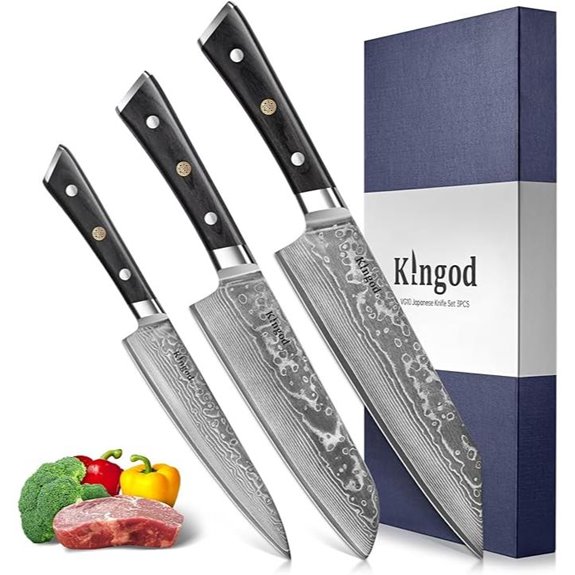 KINGOD 3-Piece Kitchen Knife Set with Steel Blades