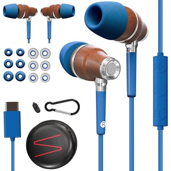Symphonized Wooden Wired Earphones with Microphone for USB-C