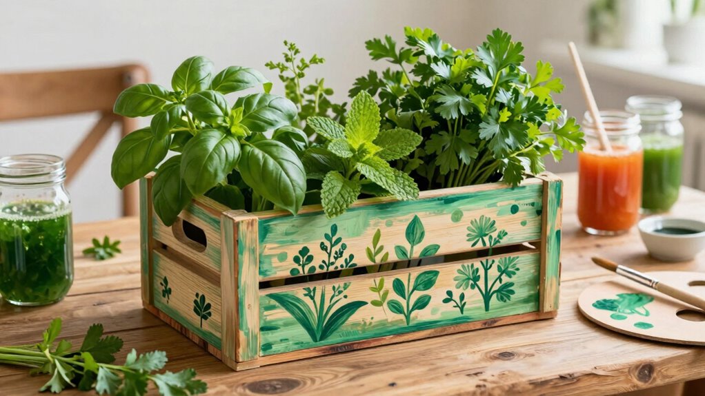 creative painted herb crates