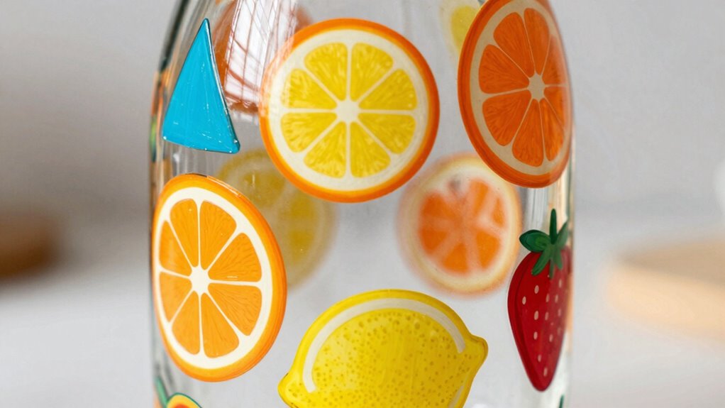 decorate bottles with geometric fruit patterns