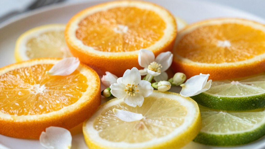 floral accents enhance citrus