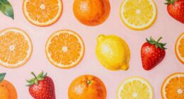 fruit themed accent wall