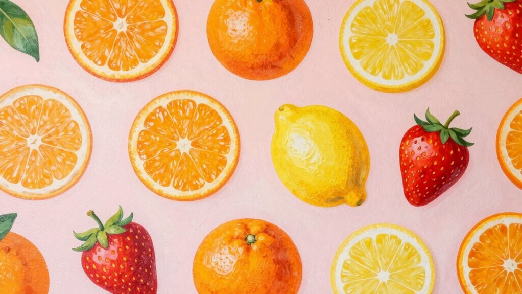 fruit themed accent wall