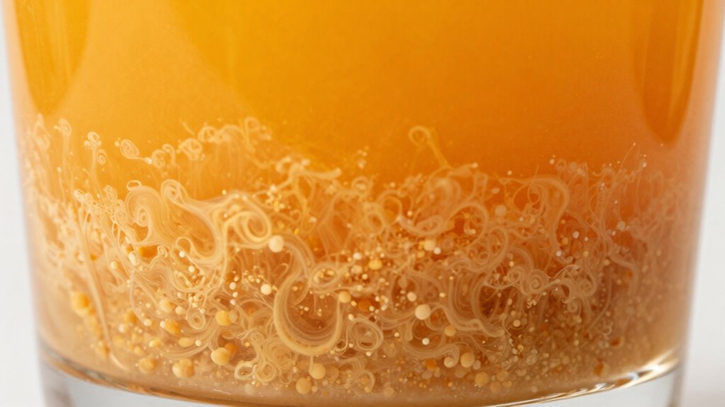 juice particles settle quickly