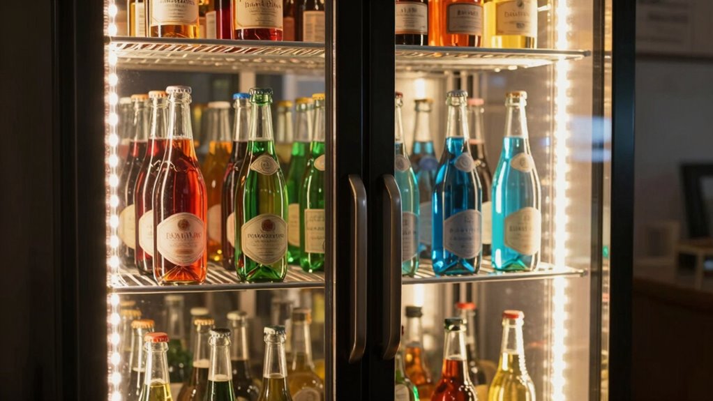 lighting enhances bottle visibility