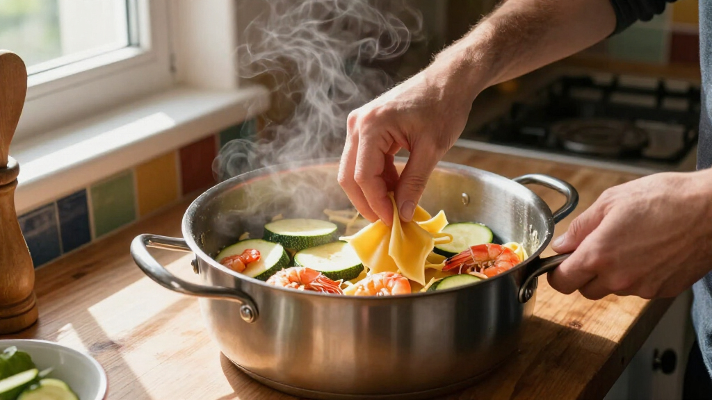 Fusilloni Con Gamberi Rossi E Zucchine