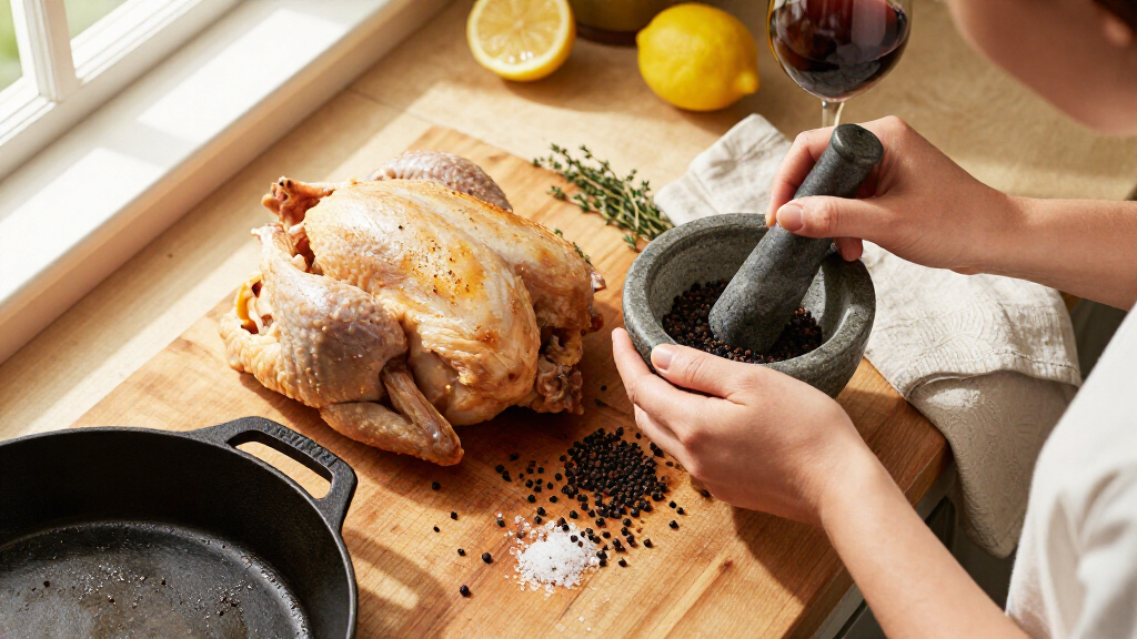 This Whole Roast Chicken Au Poivre Is Dinner Party Gold