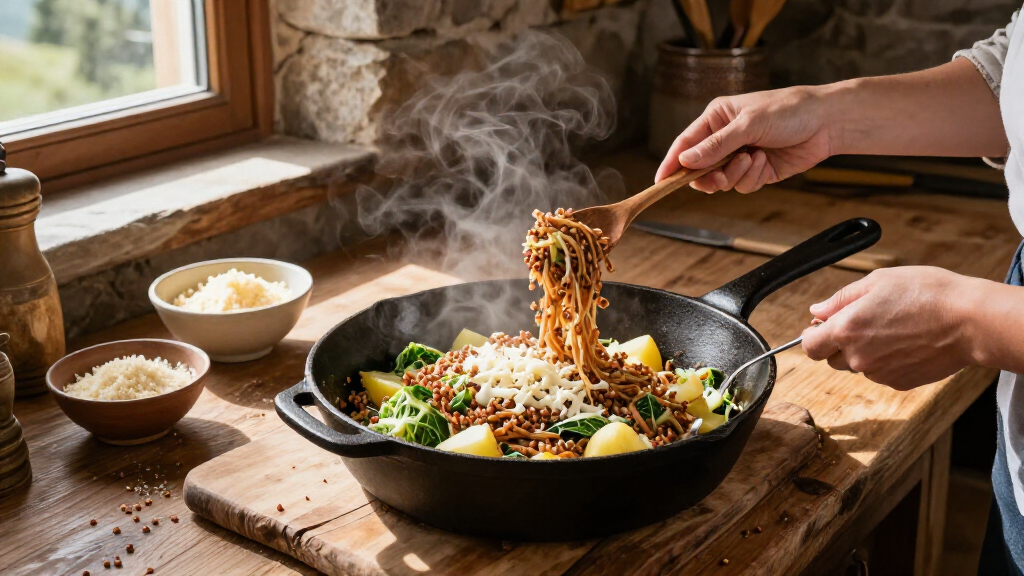 Pizzoccheri Della Valtellina: Buckwheat Ribbons, Cabbage, And Cheese